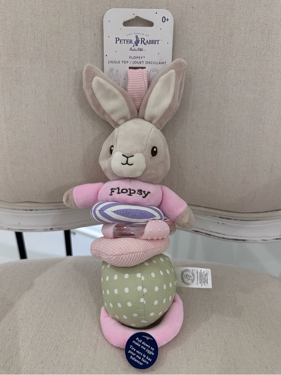 NWT Peter Rabbit Flopsy Bunny Jiggle Toy - Pink & Sage Polka Dot - Picture 2 of 4